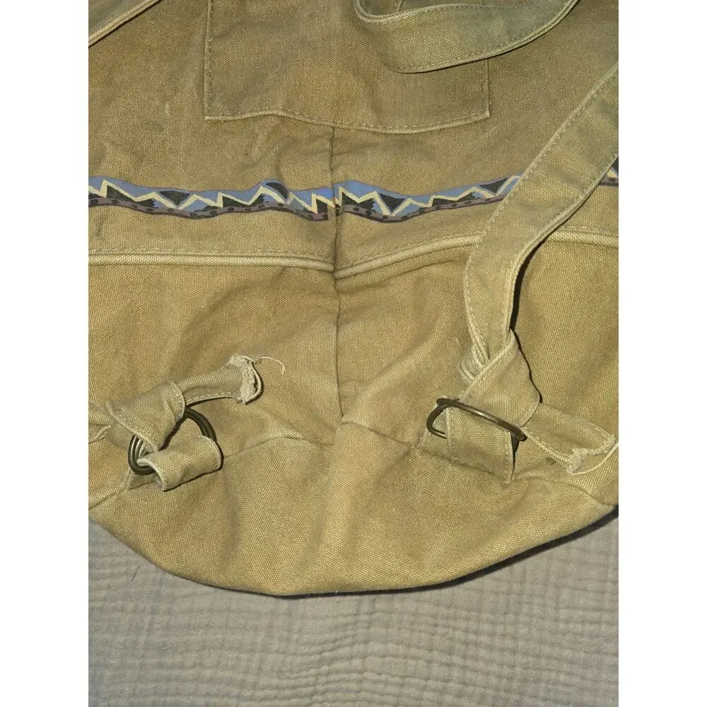 VTG Quicksilver Backpack Tan Rucksack Drawstring Bag 90s surf thrash skate rare